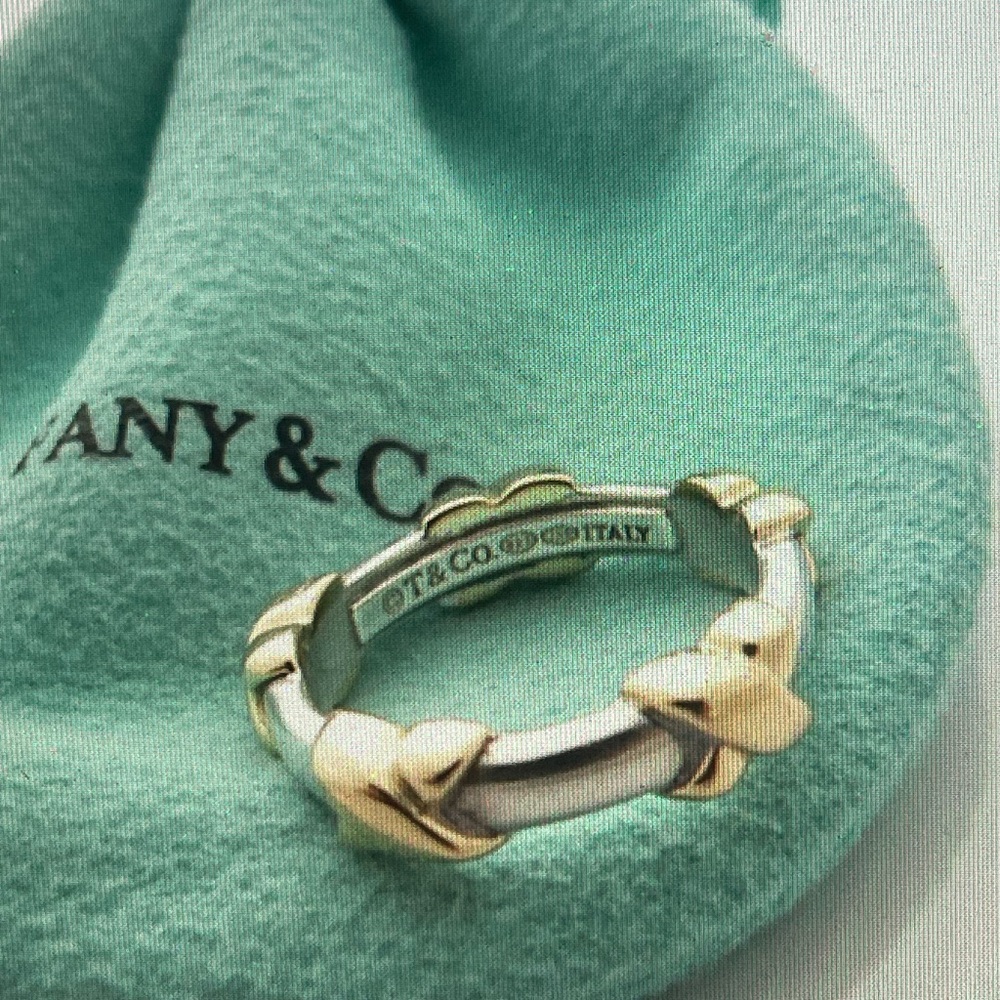 Tiffany & Co. Sterling Silver & 18K Gold Signature X Stacking Ring
